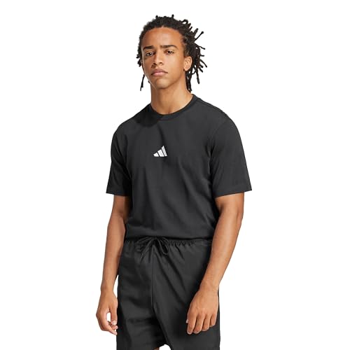 Detalle de adidas Hombre Essentials Small Logo Jersey Shirt (Negro/Blanco, L)