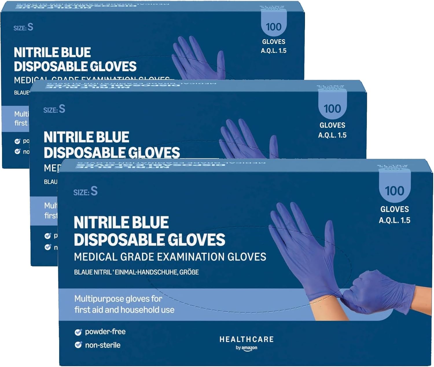 Thumbnail 6 de By Amazon Gants Bleus Jetables en Nitrile, Non Poudrés, Taille L, Lot de 100