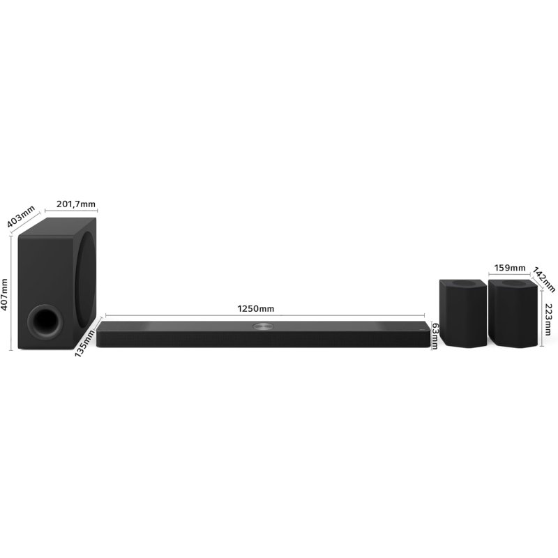 Detalle 2 de Barra de Sonido LG S95AR 9.1.5 810W con Dolby Atmos, Bluetooth y WiFi – Negre