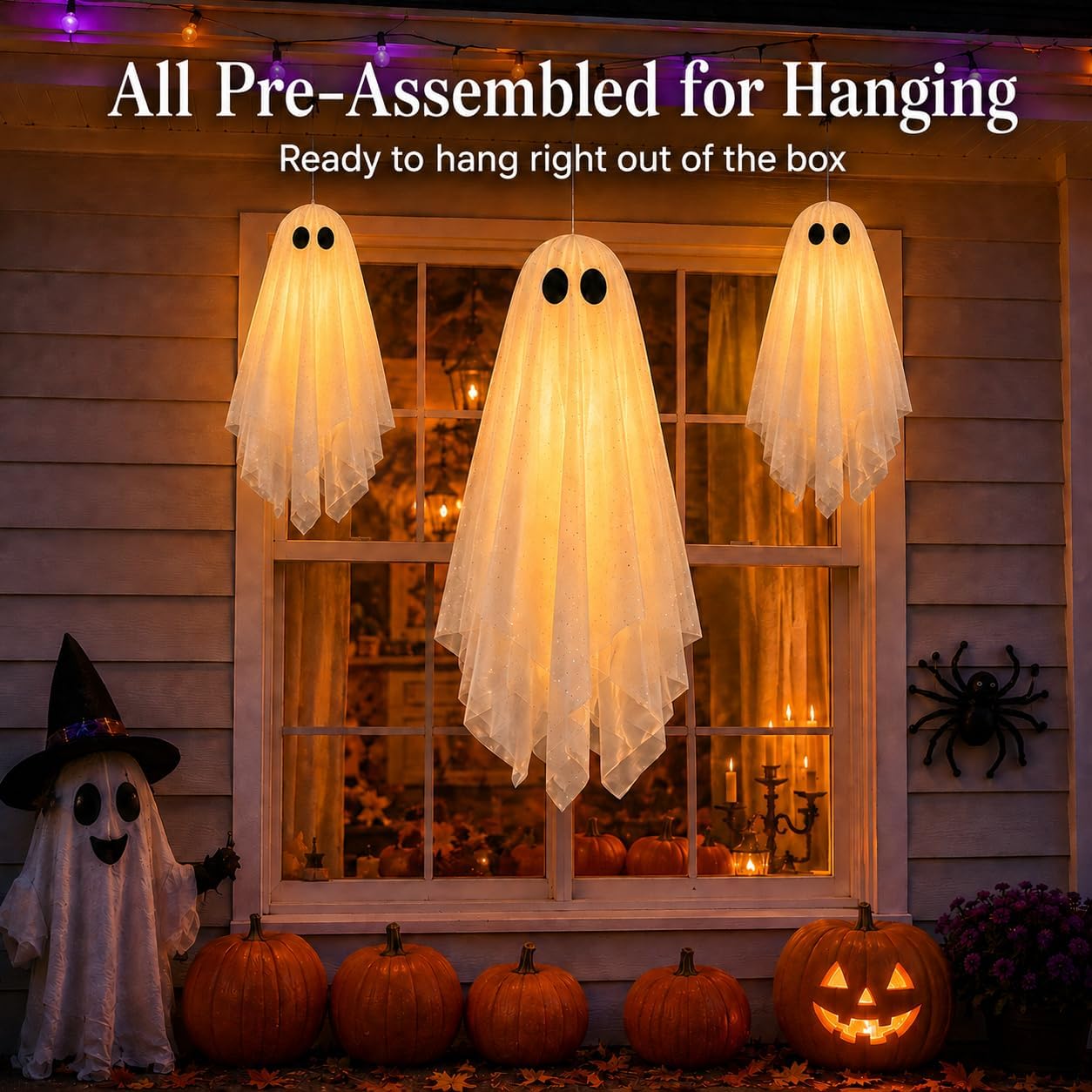 Thumbnail 5 de Nagudenfo Ghost0.7-3P-D-R Hanging Halloween Ghosts with Warm LED Glow