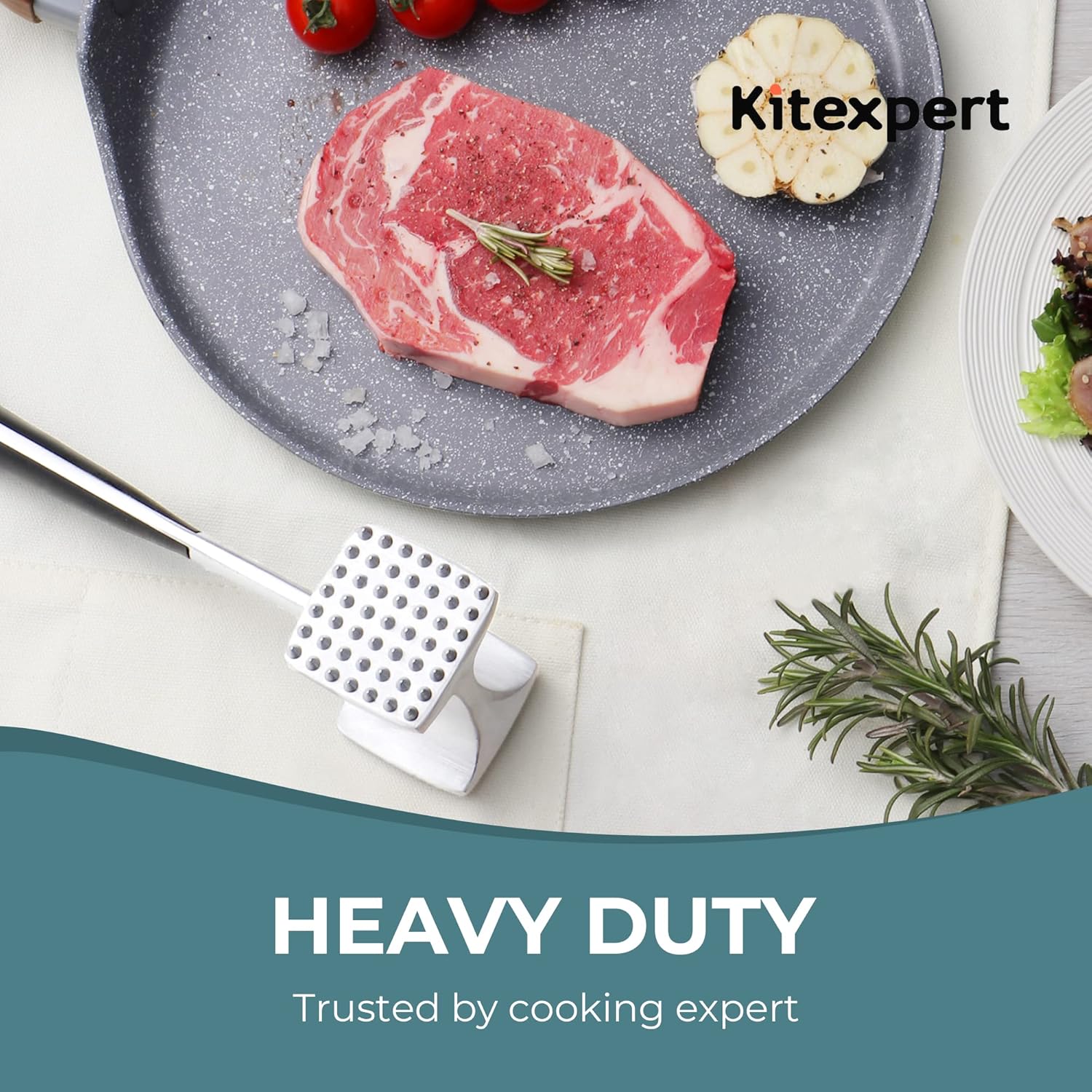 Detalle de KITEXPERT Meat Tenderizer Hammer with Comfortable-Grip Handle (Dual-Side Mallet)