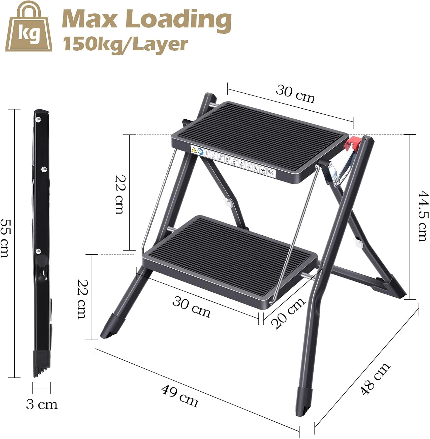 Detalle 2 de KINGRACK Taburete plegable 150 kg