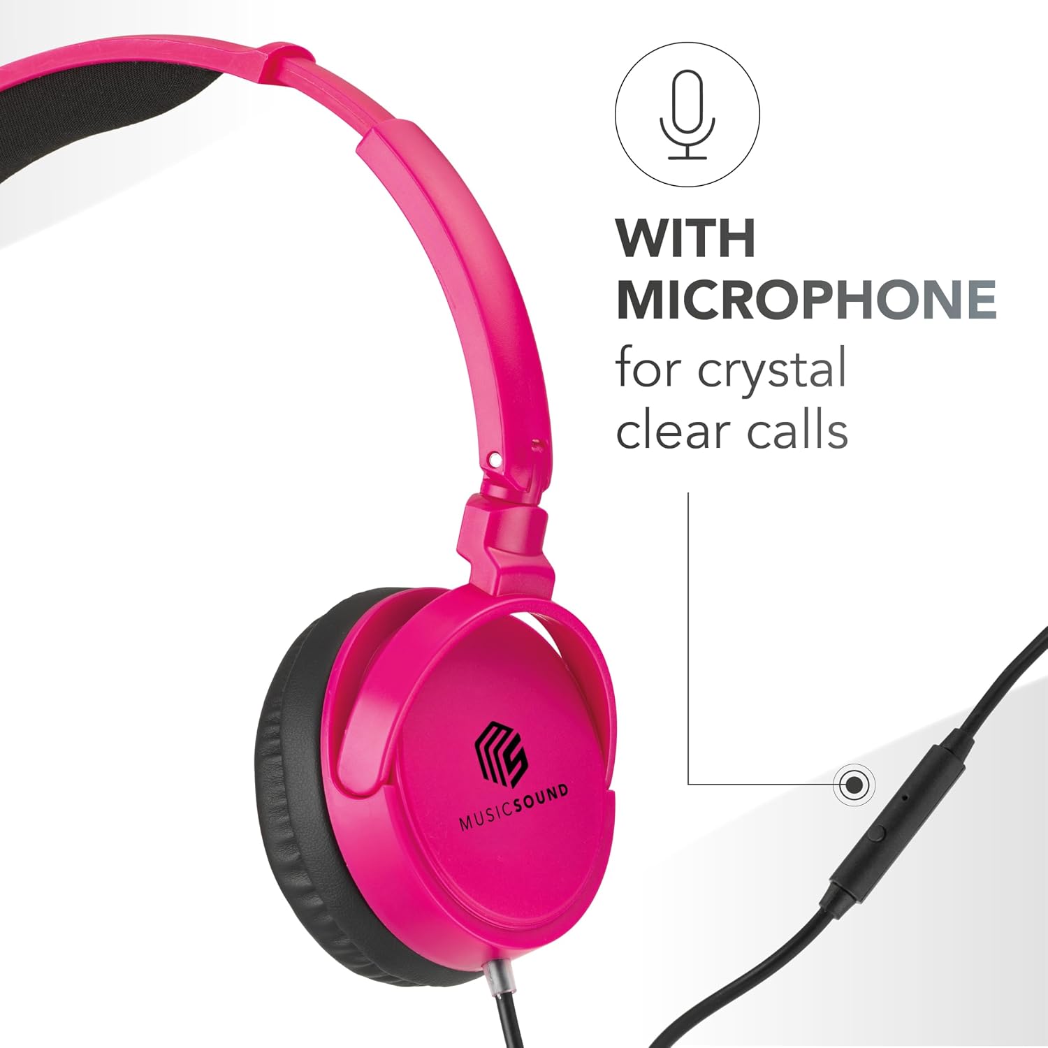 Thumbnail 3 de Music Sound Headband Basic: cuffie on-ear pieghevoli con microfono e jack 3.5 mm, rosa