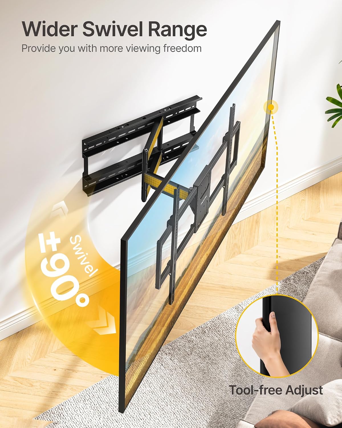 Detalle de monTEK Heavy Duty TV Wall Mount for 50–100 inch XL TVs (Up to 176 lbs) with 25" Arm, 800x600 VESA