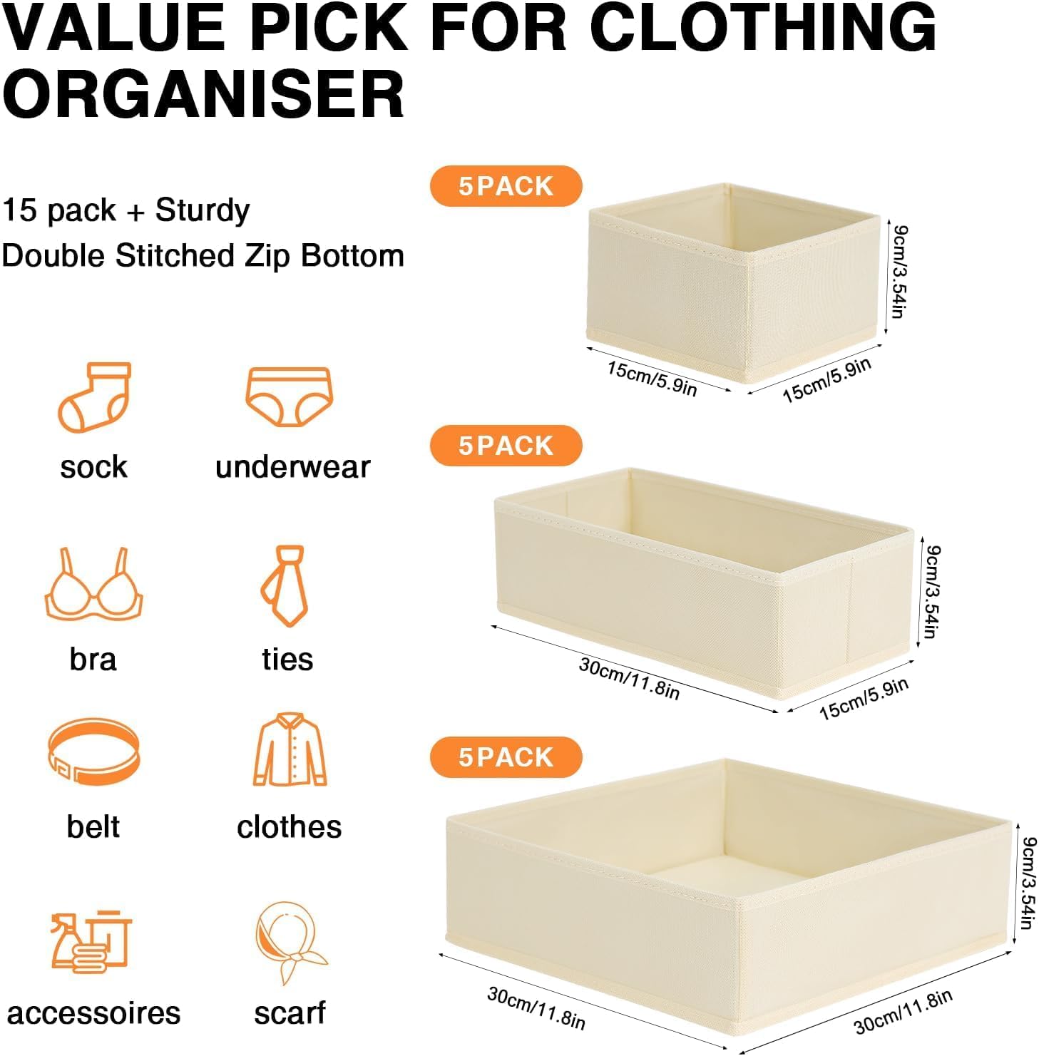 Thumbnail 4 de DIMJ Organizer per cassetti 15 pezzi beige