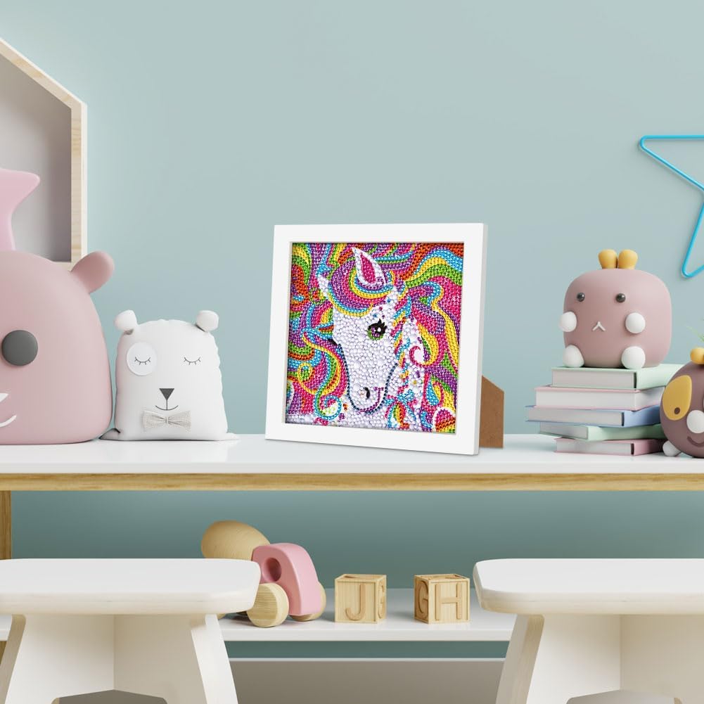 Detalle 2 de AUAUY Diamond Painting Kit 5D con cornice in legno (tema unicorno)