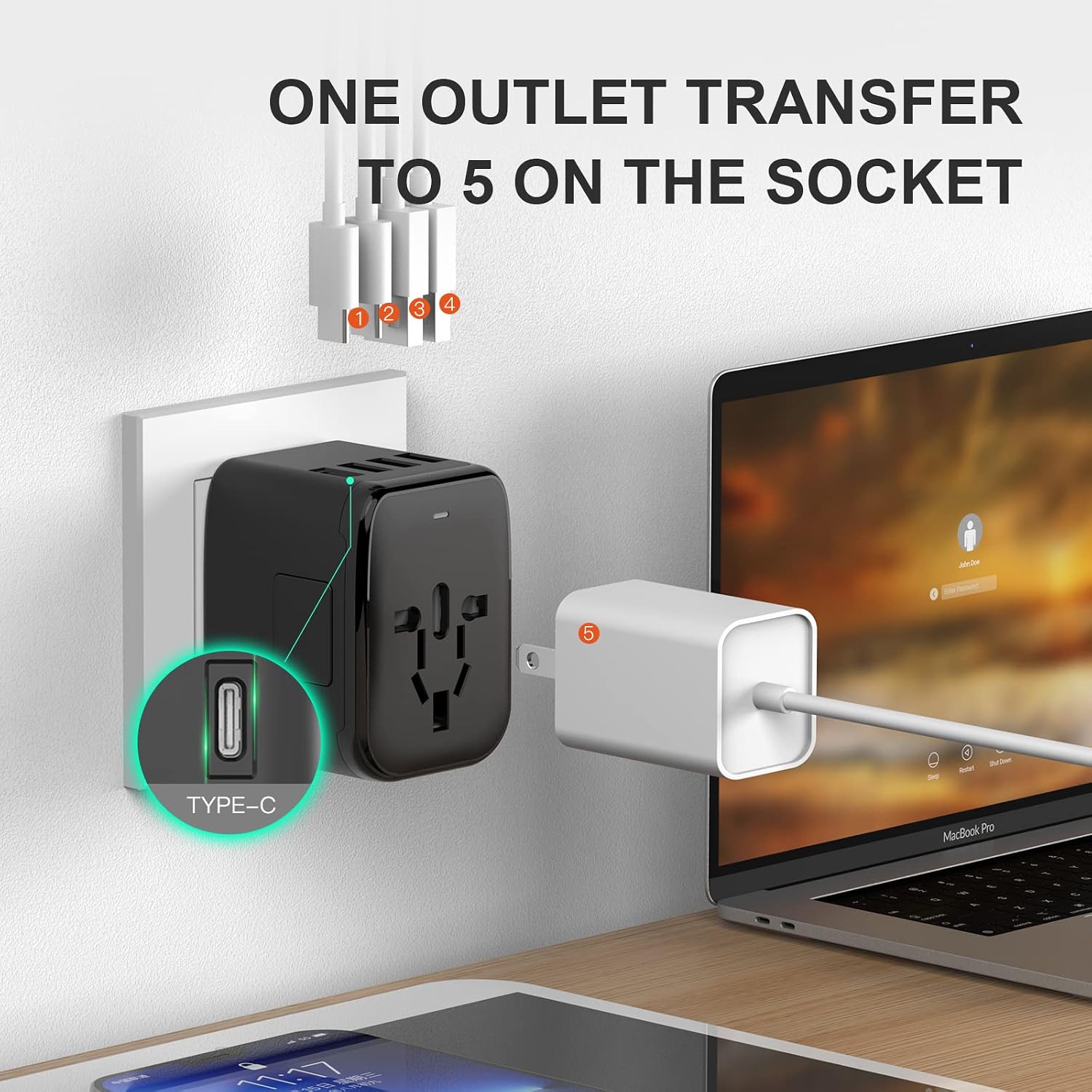 Detalle 2 de VYLEE Travel Adapter, 5-in-1