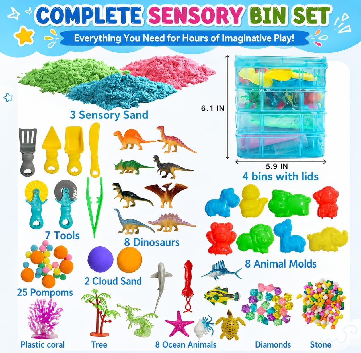 Detalle de AGENTLAN Dino & Ocean Sensory Sandbox Play Set