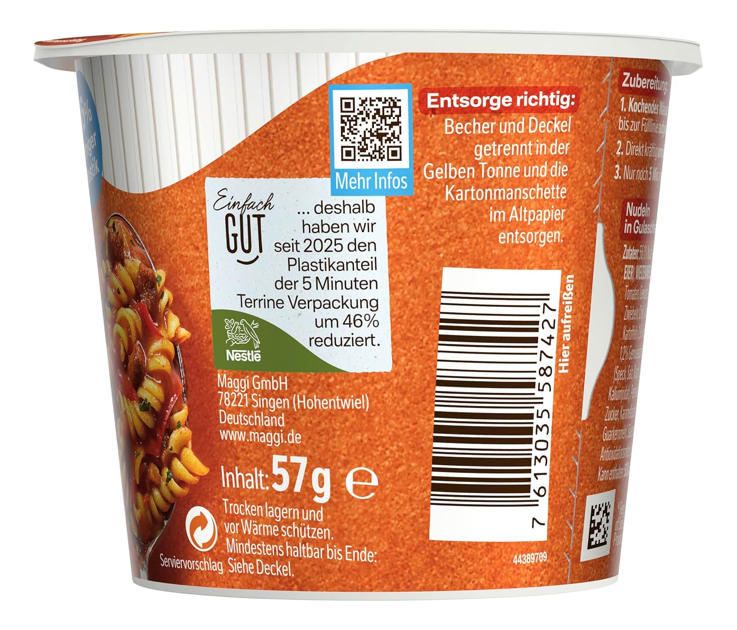 Detalle de MAGGI 5 Minuten Terrine Gulasch Topf ungarischer Art – 8 x 57 g