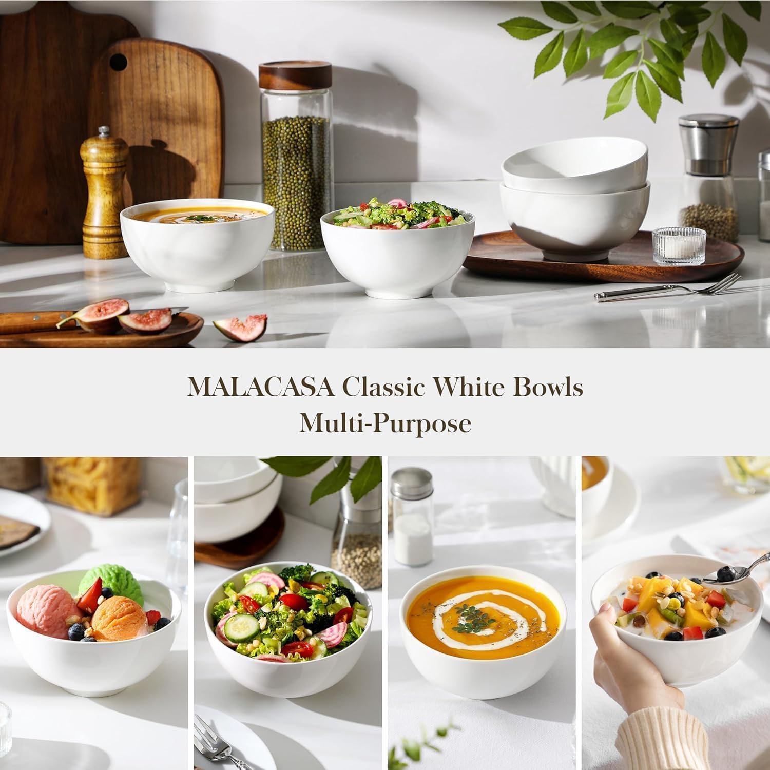 Thumbnail 4 de MALACASA Porcelain Soup Bowls 26 Oz 🍽