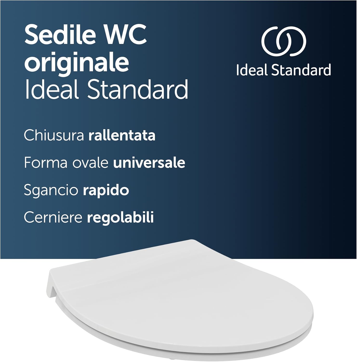 Thumbnail 1 de Ideal Standard Tirso Sedile WC universale: sedile ovale con chiusura ammortizzata, rimuovibile e realizzato in polipropilene riciclato