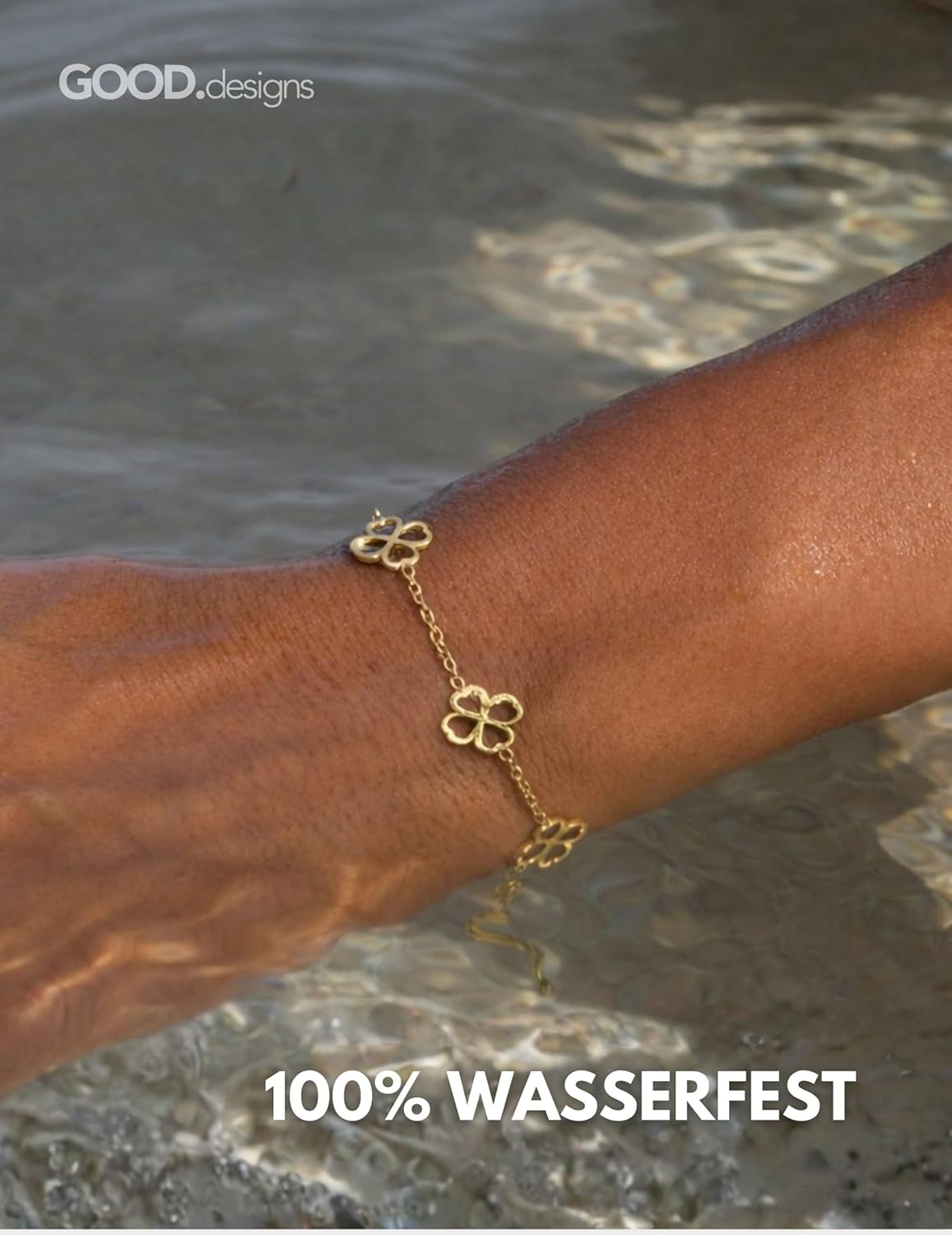 Thumbnail 4 de GD GOOD.designs Kleeblatt Armband Damen – Verstellbares 316L Edelstahl Schmuckstück in Silber, 18K Gold oder Roségold (16–21 cm)