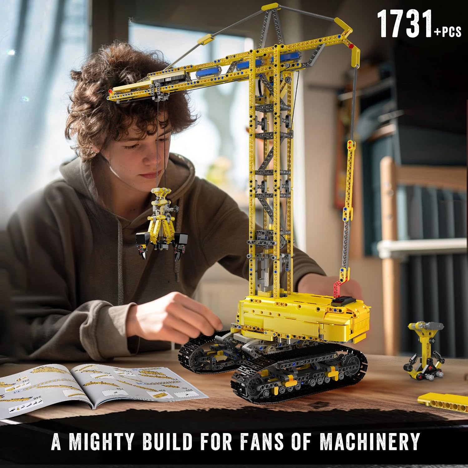 Detalle de Mould King 17059 Technique Grue tournante en briques (1731 pièces) avec télécommande et moteurs heavy duty