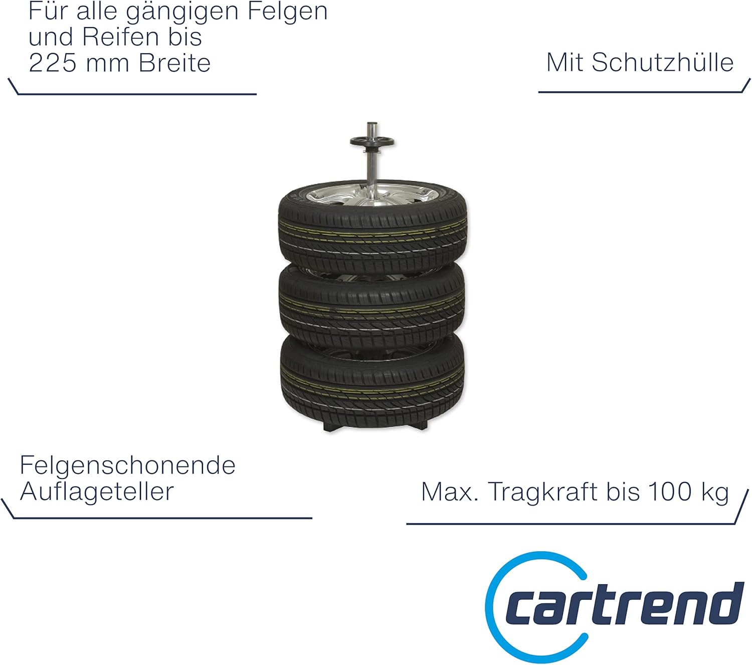 Thumbnail 1 de cartrend Felgenständer mit Reifenschutzhülle –Freistehende Reifenaufbewahrung bis 225 mm Breite