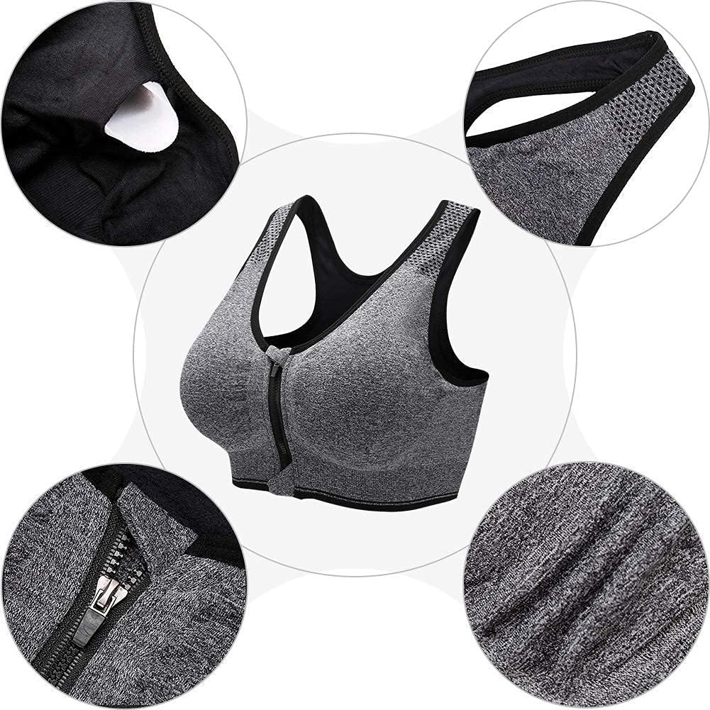 Detalle de ZOEREA Soutien-Gorge de Sport Femme à Zip Avant, Push Up Sans Armature – Coussins Amovibles