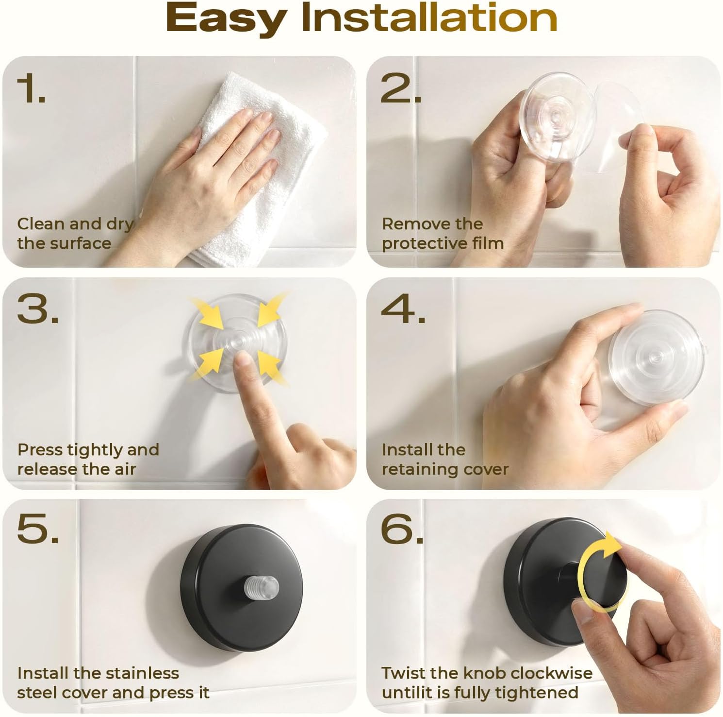 Thumbnail 3 de LOOHOI Suction Cup Shower Hooks, 304 Stainless Steel