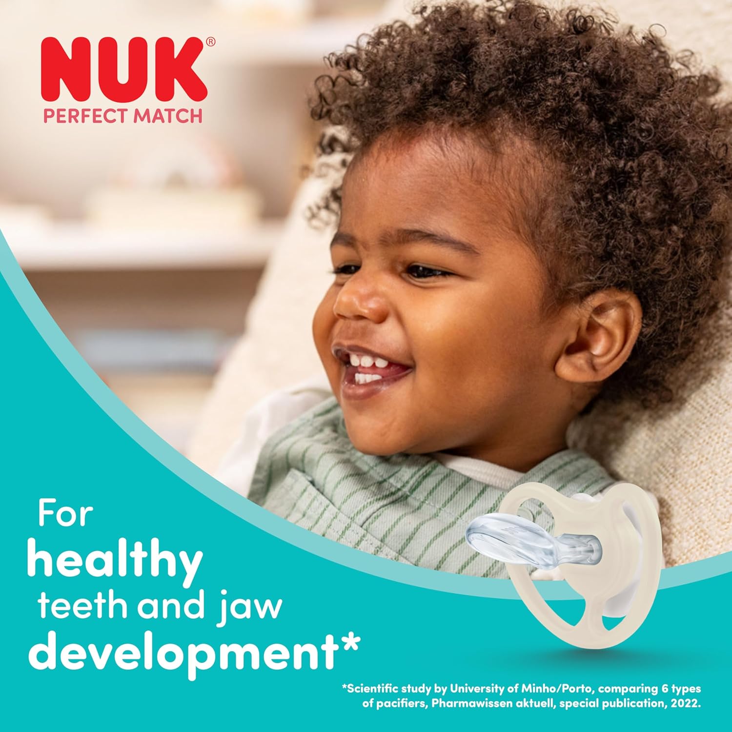 Detalle de NUK Perfect Match Air Day & Night Schnuller 6–12 Monate – 4er-Pack, leuchtend, luftdurchlässig