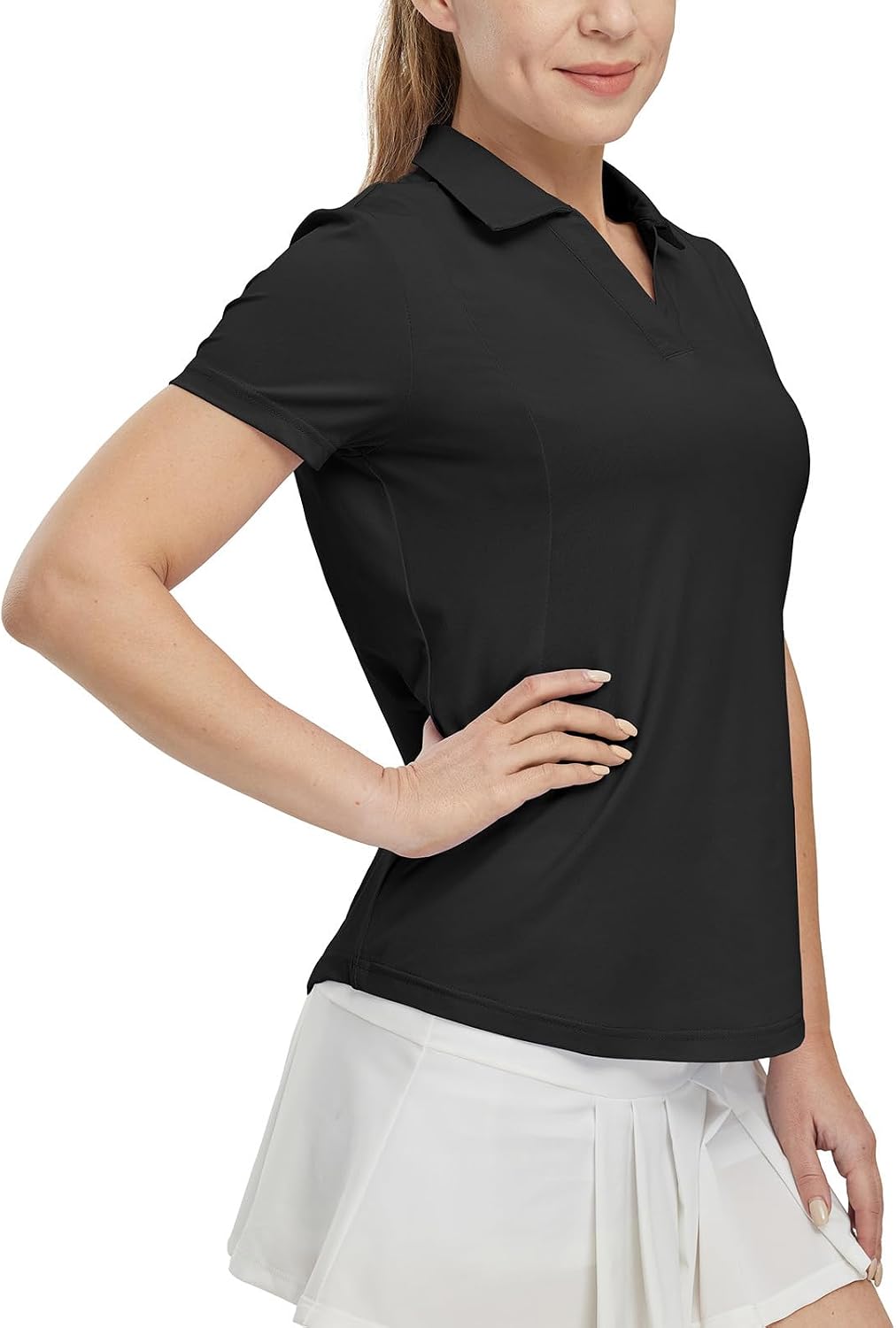 Detalle de BGOWATU Women's Short Sleeve Golf Polo with V-Neck Collared Design and UPF 50+