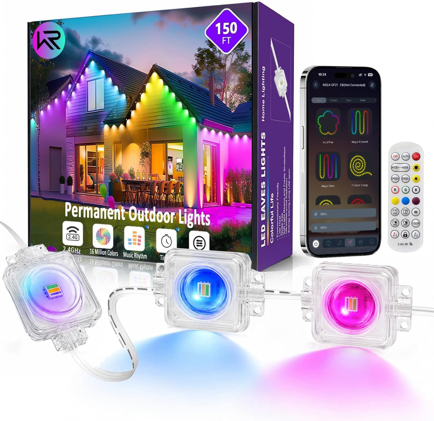 Detalle de Permanent Outdoor Lights 150 ft