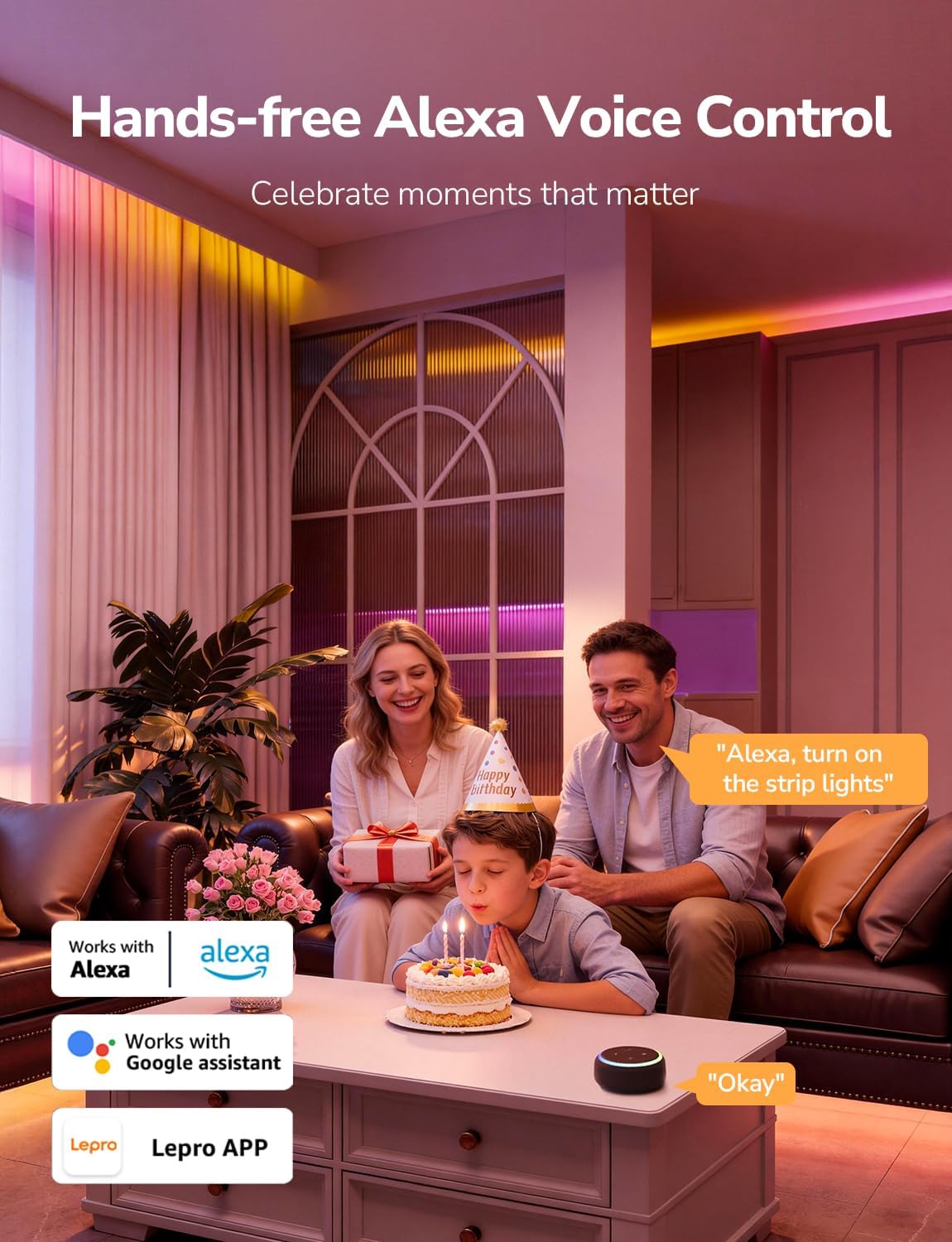 Detalle de Lepro S1 AI RGBIC LED Strip, Wi-Fi, Bluetooth and Music Sync