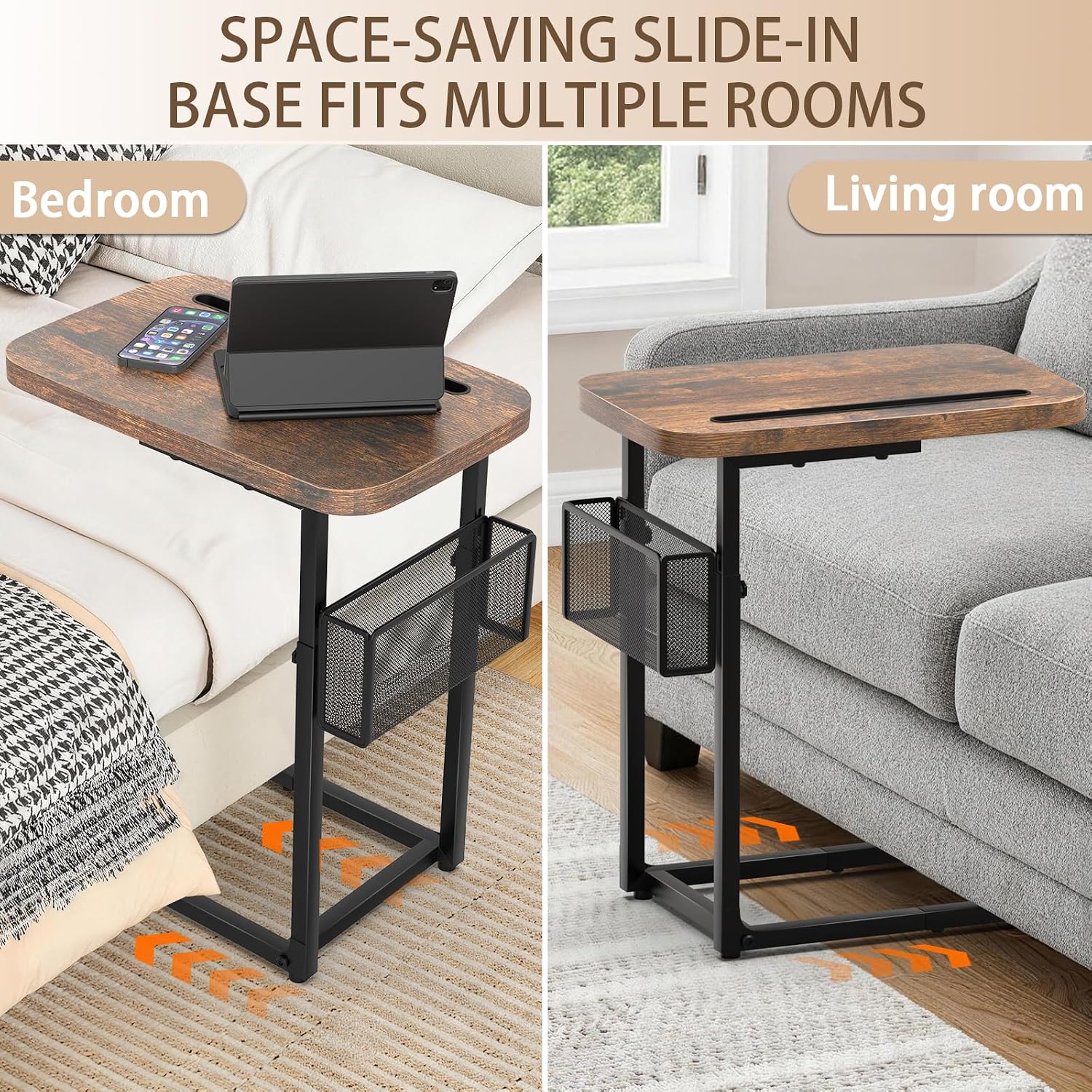 Detalle 2 de Adjustable C-shaped side table, 16.93 x 12.6 inches