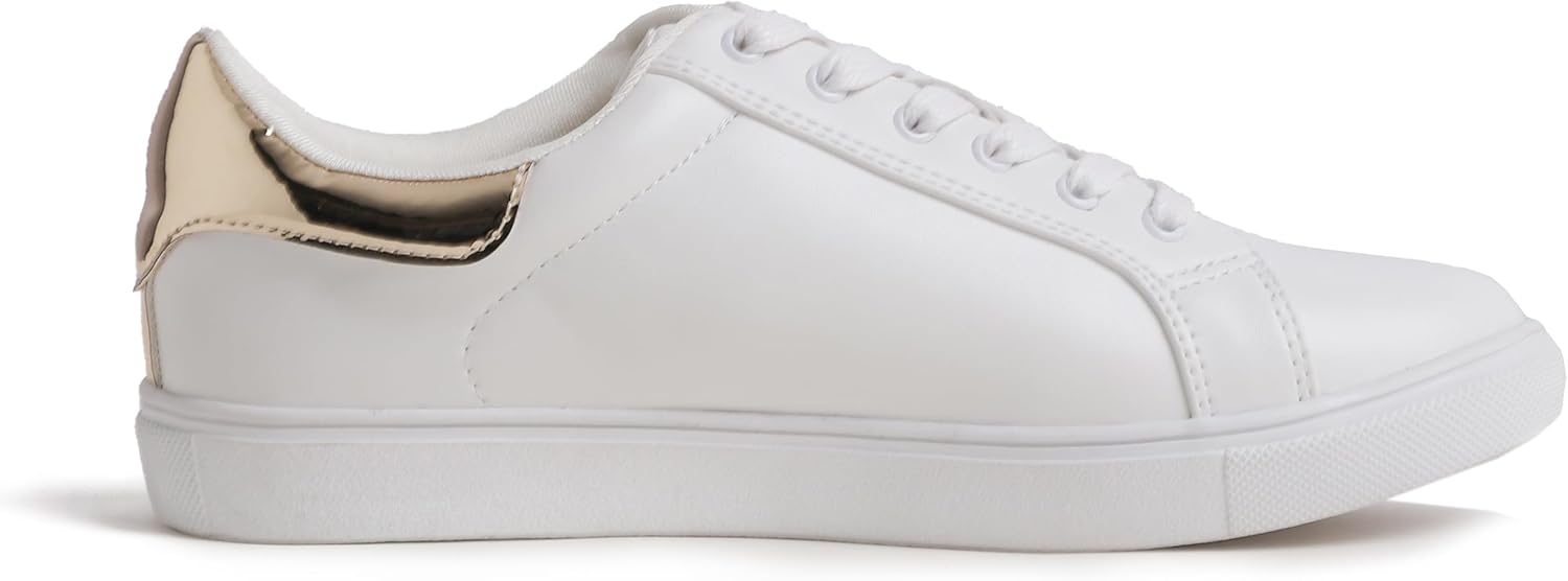 Detalle 2 de Feversole Women's Featured PU Leather Lace-Up Stars Sneaker