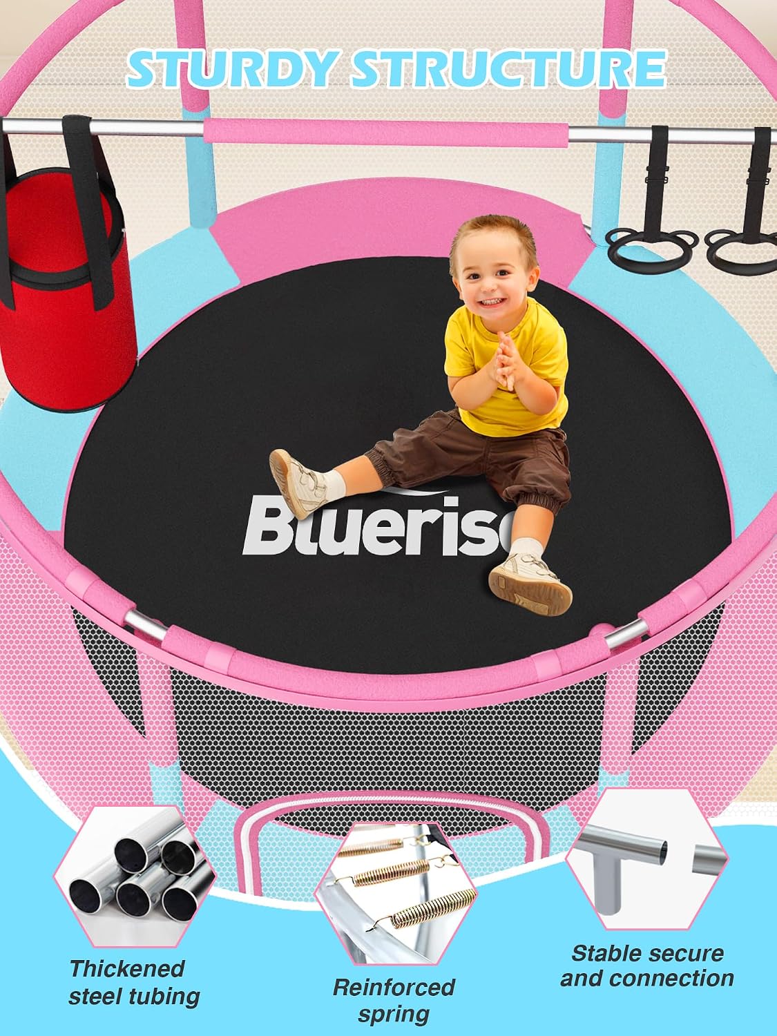 Thumbnail 4 de BLUERISE 55in Toddler Trampoline with Hoop
