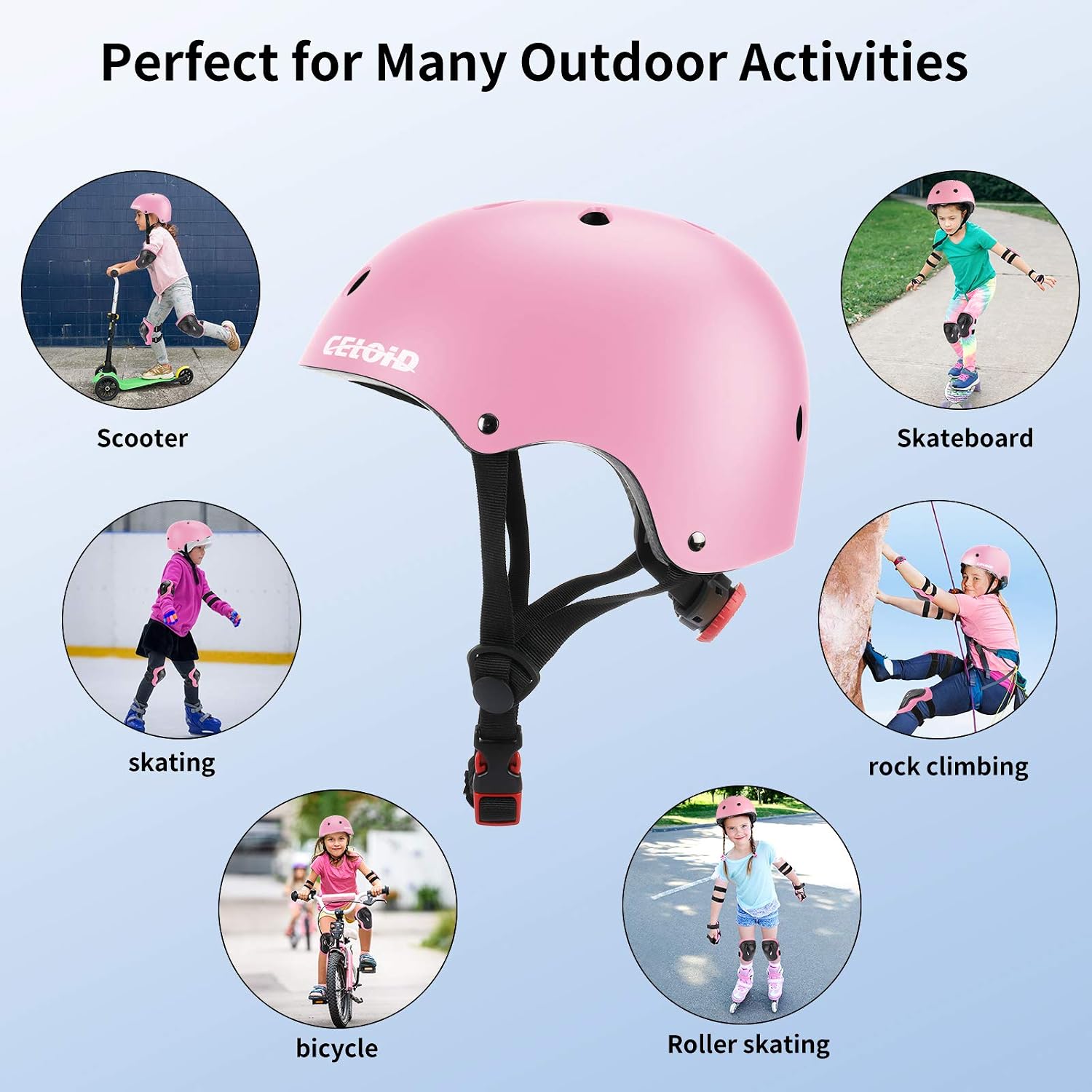 Detalle de CELOID Kids Bike Helmet: Adjustable, Multi-Sport Protection for 2–14 Years