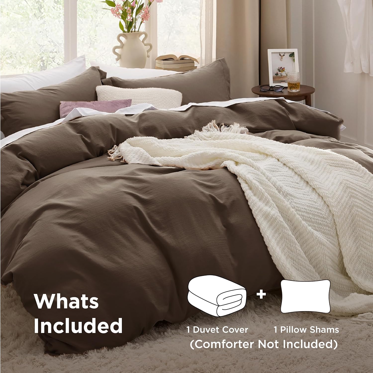 Thumbnail 1 de Bedsure CA000170RKI King Duvet Cover Set, Dark Brown Polyester