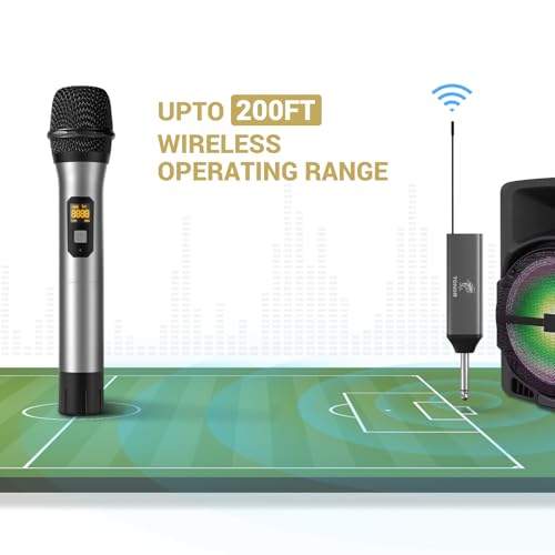 Detalle de TONOR TW620 Microfono Senza Fili: sistema wireless cardioide con ricevitore ricaricabile, 60 m, metallo