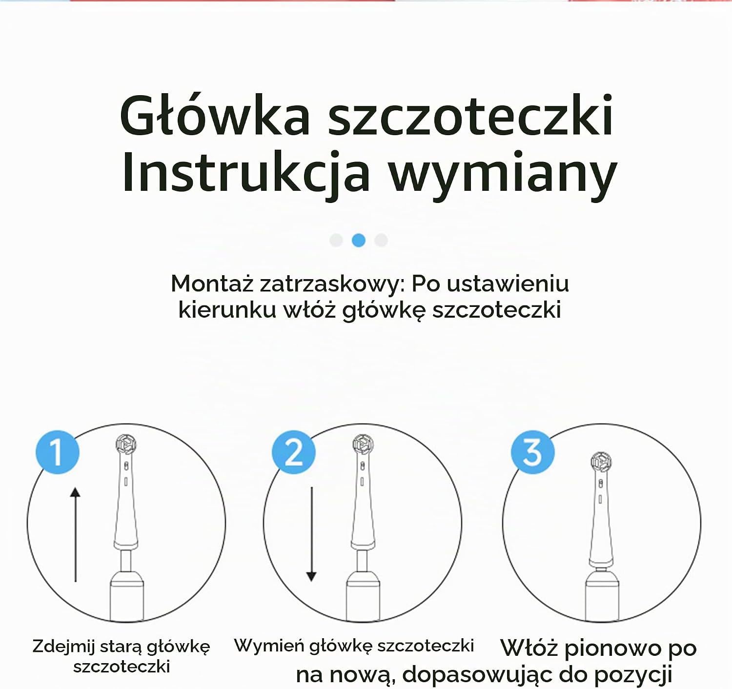 Detalle 2 de SLOWLEIF CW70-i – końcówki do szczoteczki iO, nylonowe włosie i wskaźnik zużycia