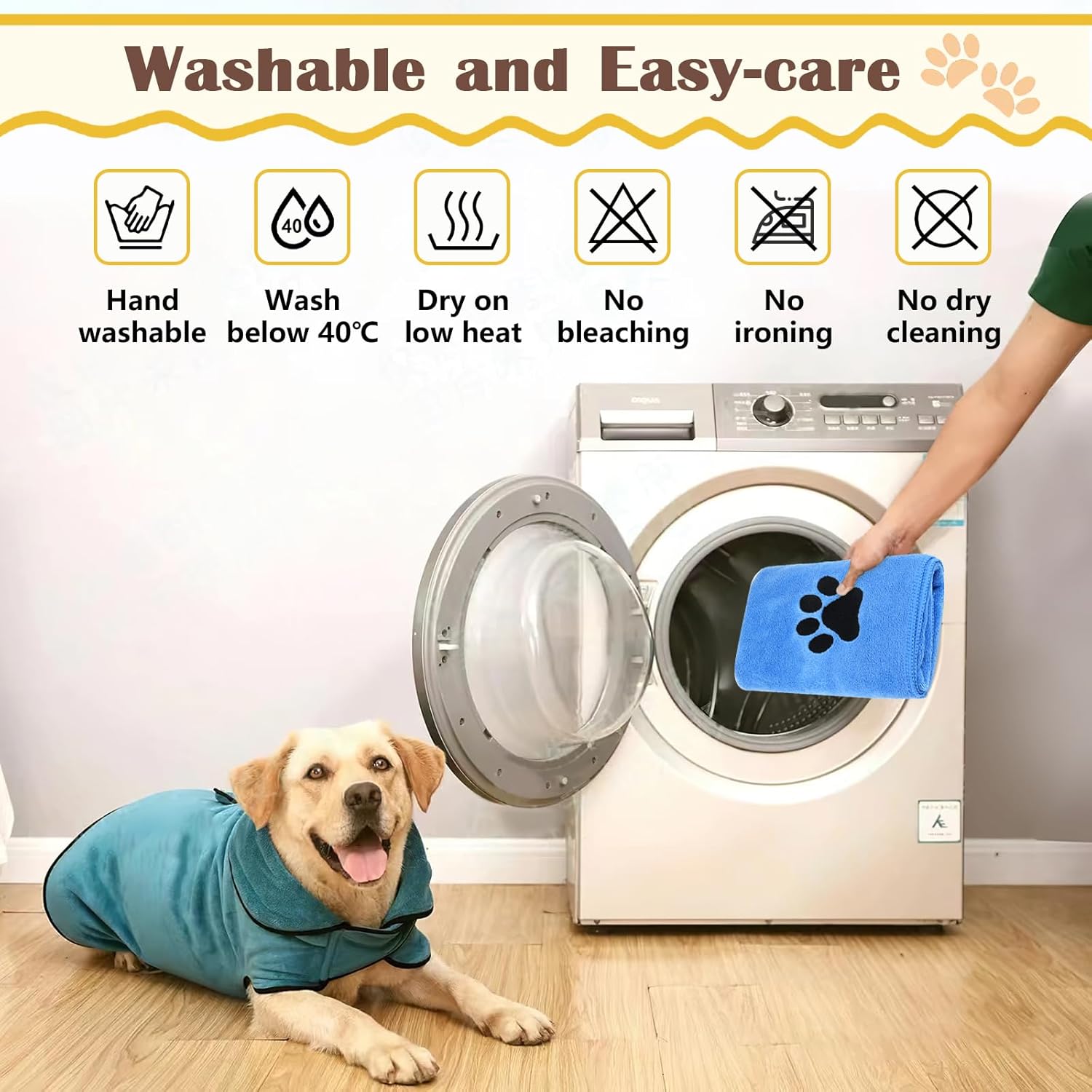 Thumbnail 4 de Deepton Hundehandtuch (2er-Set) extra saugfähig, schnell trocknende Mikrofaser – 100 x 50 cm, blau