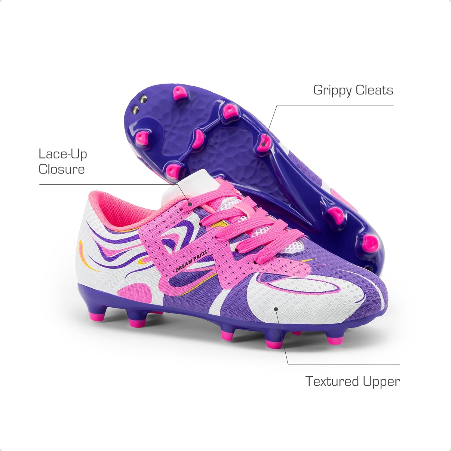 Detalle de DREAM PAIRS Youth Soccer Cleats with Socks — Firm Ground Cleats for Kids