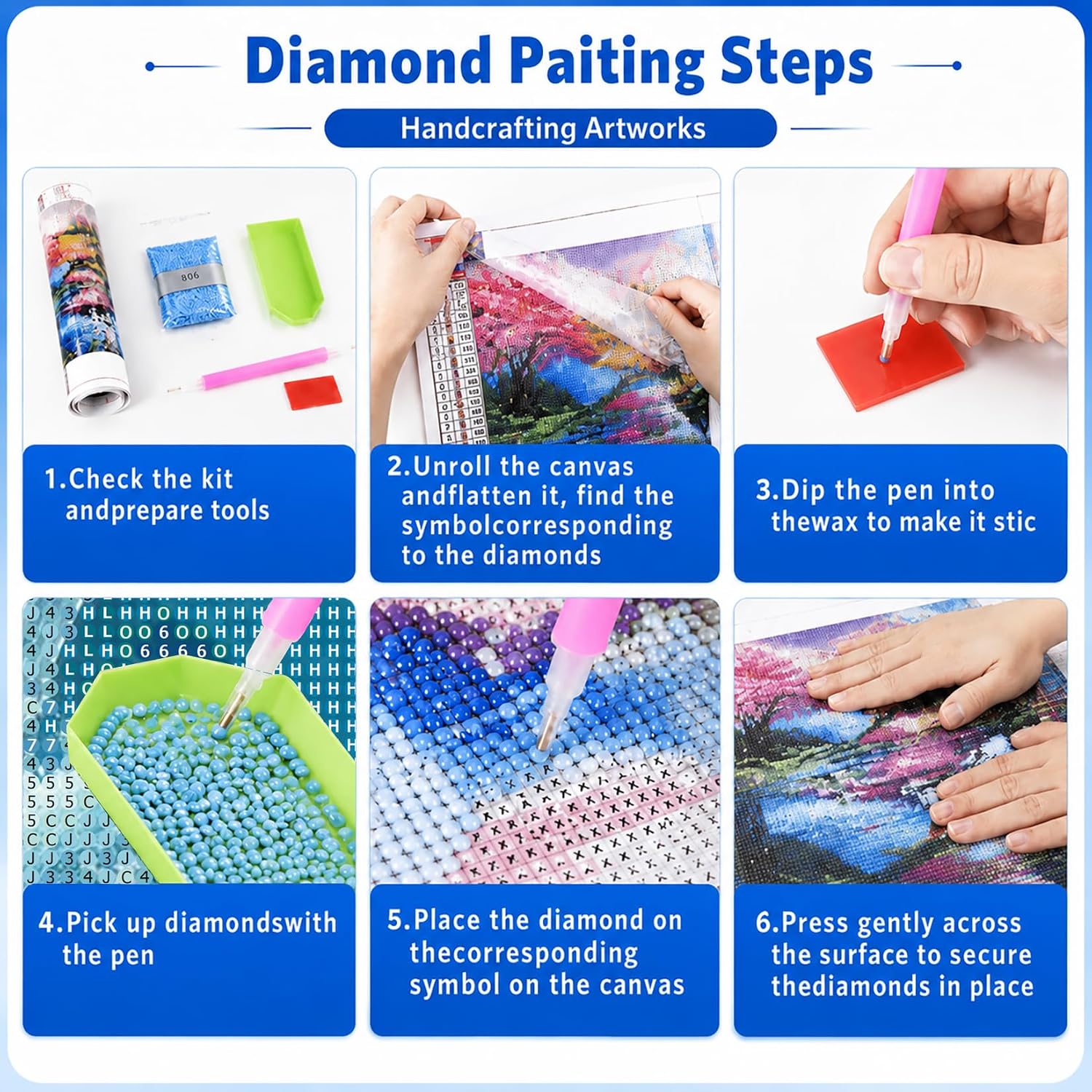 Thumbnail 6 de TOUXOIE Diamond Painting Kit, 13.78 x 13.78 Inch