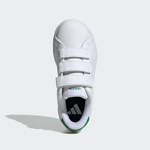 Thumbnail 4 de adidas Unisex Kids Advantage Base 2.0 Shoes – Cloud White/Cloud White/Green, 12 UK