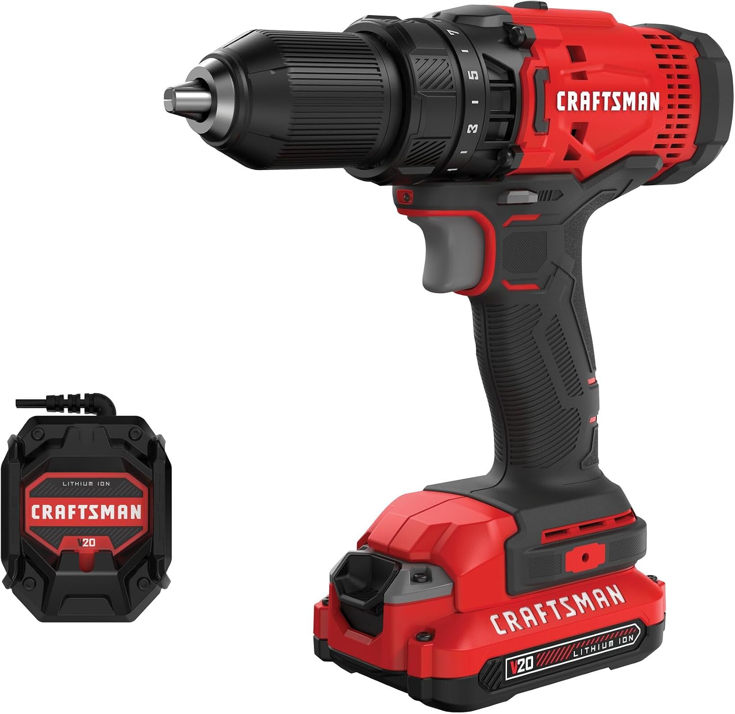 Detalle de CRAFTSMAN V20 CMCD700C1 Cordless Drill/Driver Kit, 1/2-Inch Chuck