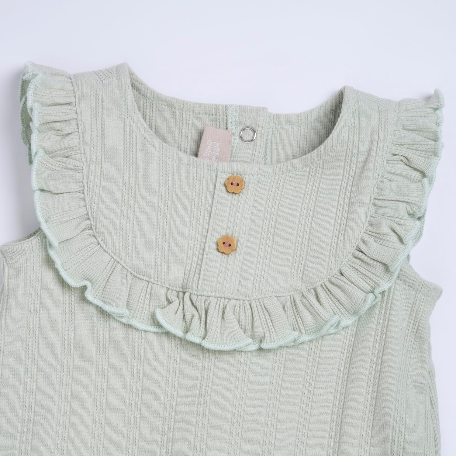 Detalle 2 de Chicco Salopette Neonato e Neonata: completo cotone con body e colletto, Made in Italy