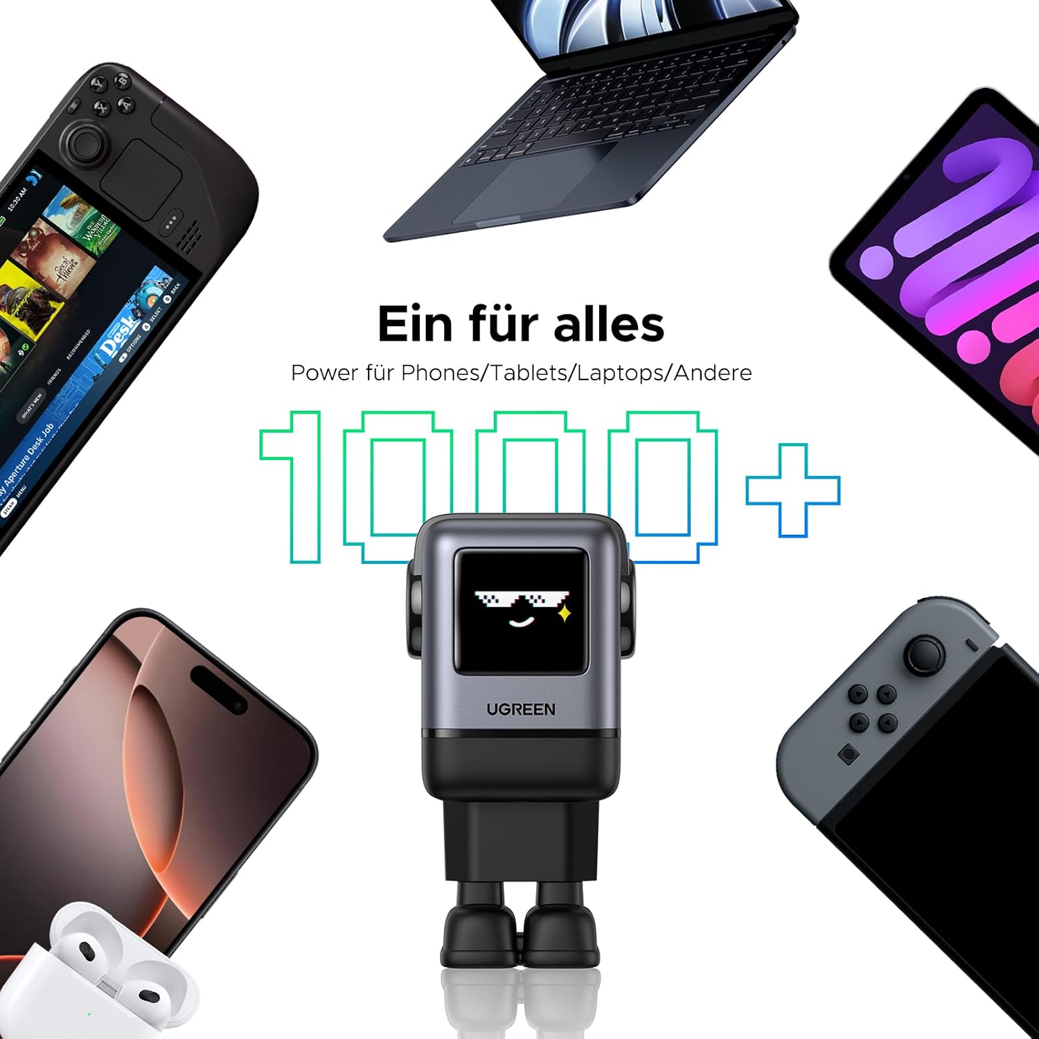 Thumbnail 6 de UGREEN UNO USB C Ladegerät 100W GaN Netzteil mit 4 Ports – kompaktes 4-in-1 Schnellladen mit LED-Display