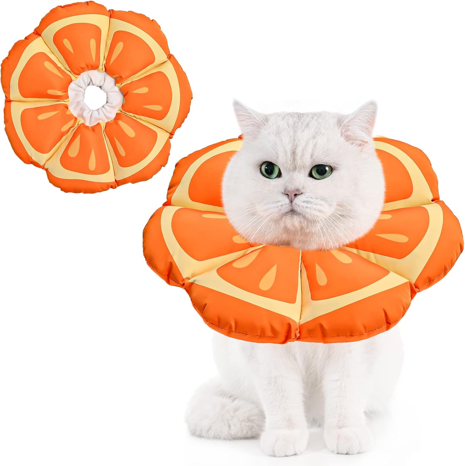 Detalle de Avont Cat Cone Collar Soft (Mandarin) – adjustable pet recovery collar for cats, kittens & small pets, size S