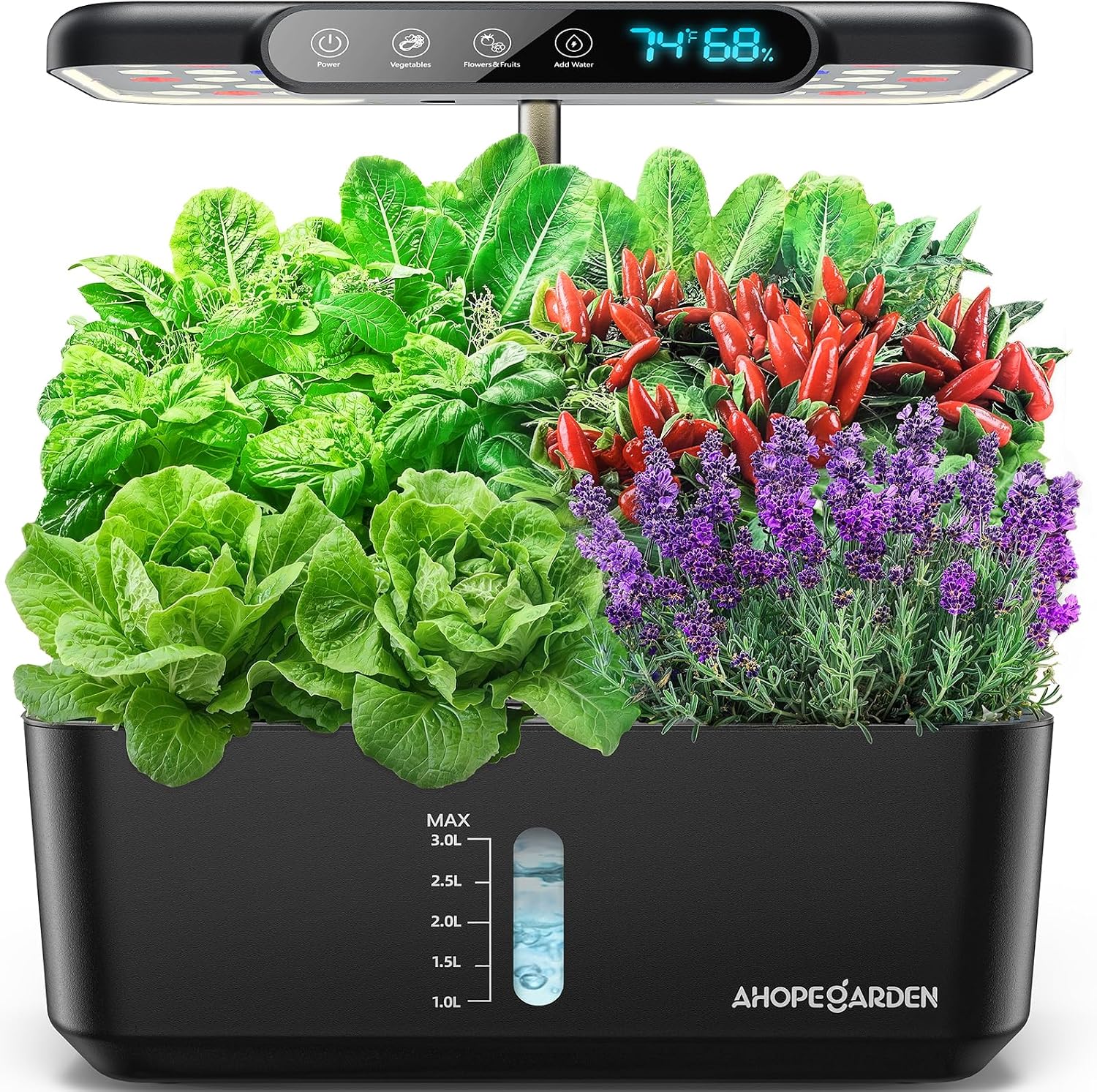 Detalle de Ahopegarden HSXC2 Hydroponic Growing System, 10 Pods, LCD and LED Grow Light