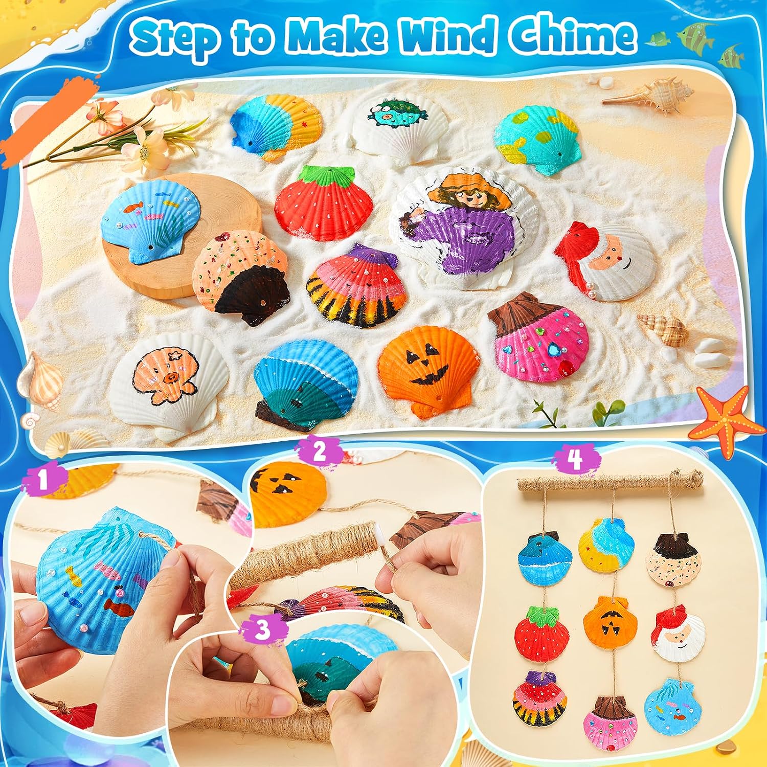 Detalle de UPDOKIT Sea Shell Painting Kit Kids 18 pcs