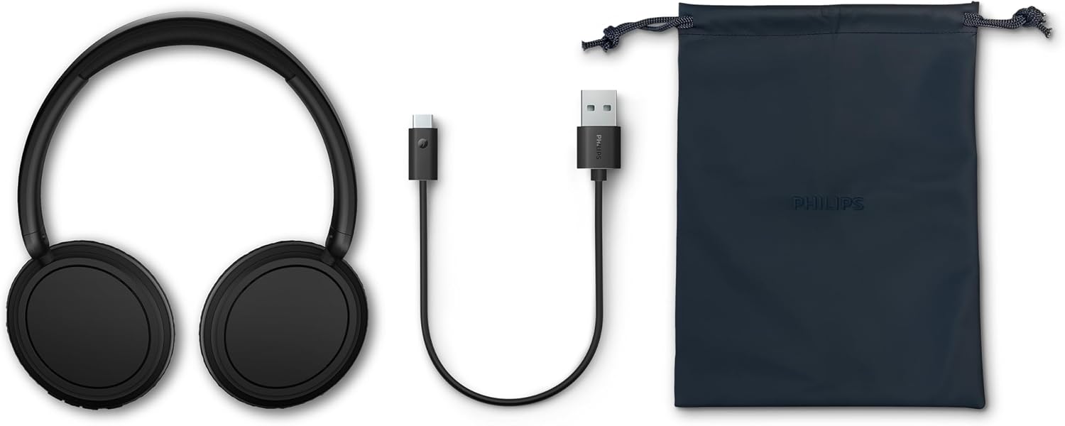 Detalle de Philips TAH5219BK/00 Leichte On-Ear Wireless Bluetooth Kopfhörer – 65 Std Akkulaufzeit