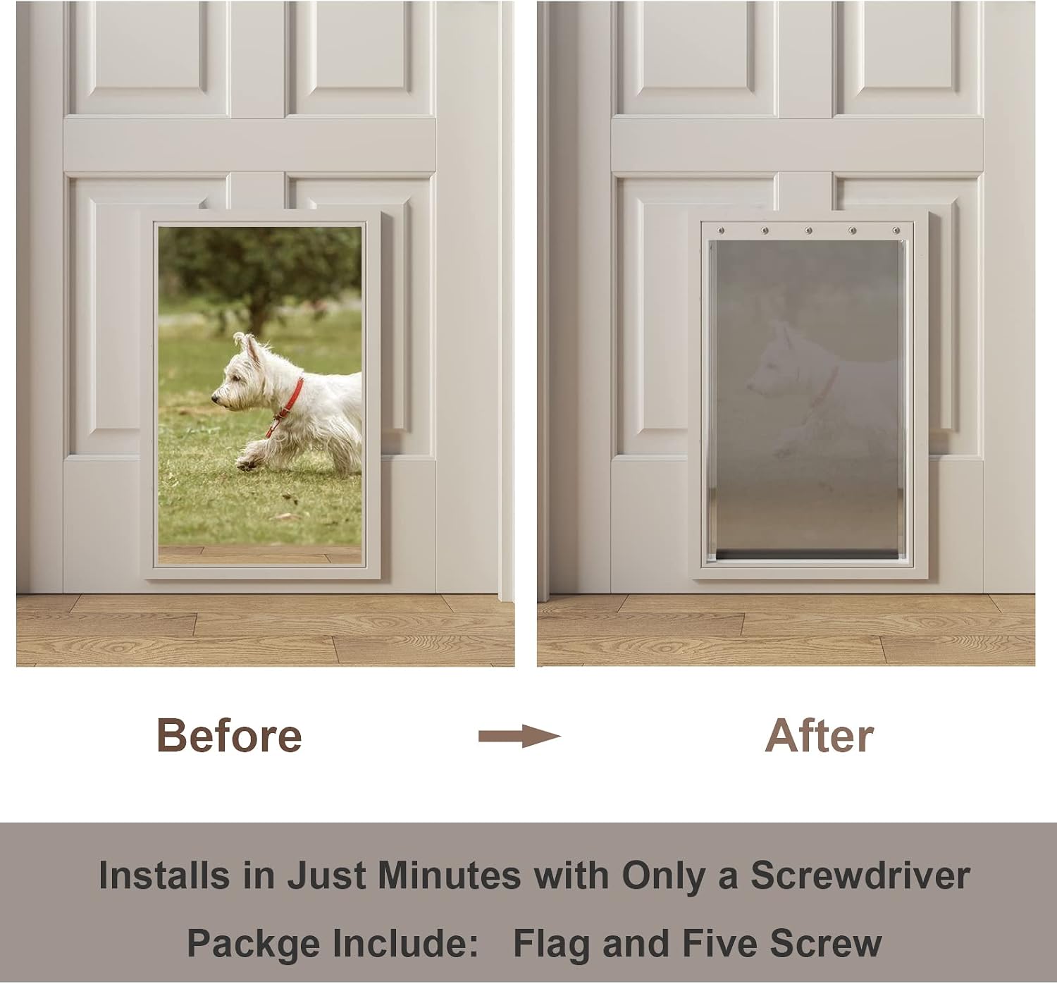 Detalle de MIAOTONG Large Dog Door Replacement Flap, PVC, Weather-Resistant with Magnetic Closure