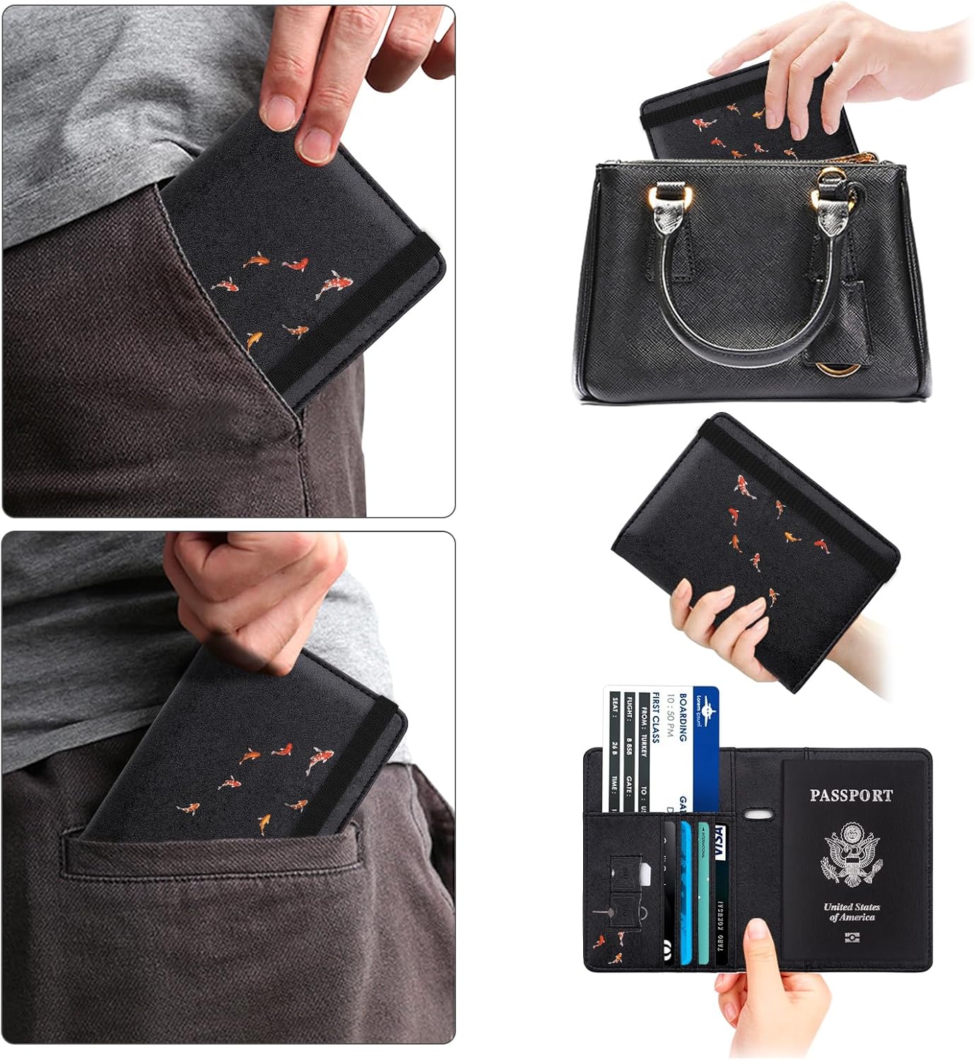 Thumbnail 6 de WALNEW PU Leather Passport Holder with RFID protection and card slots