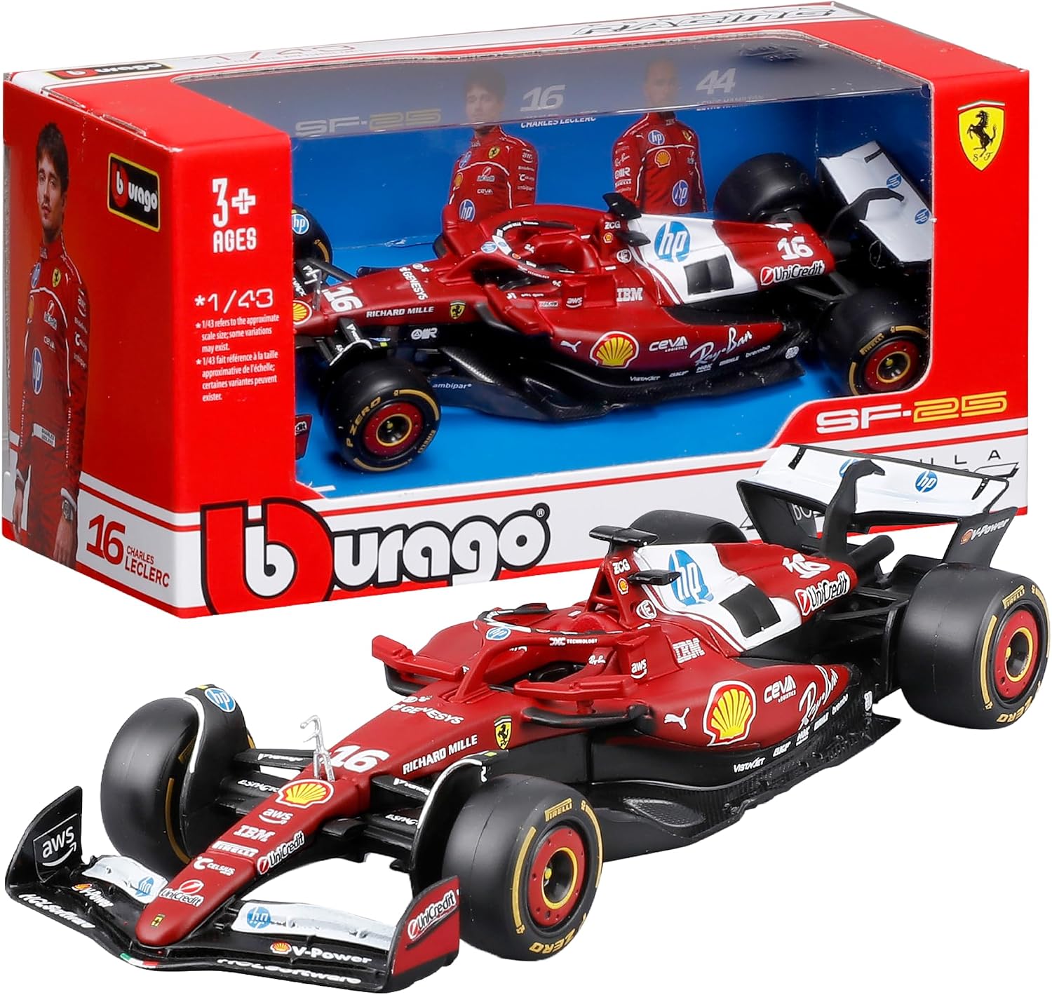 Thumbnail 2 de Bburago F1 Ferrari SF-25 2025 Lewis Hamilton 1:18 Diecast Model