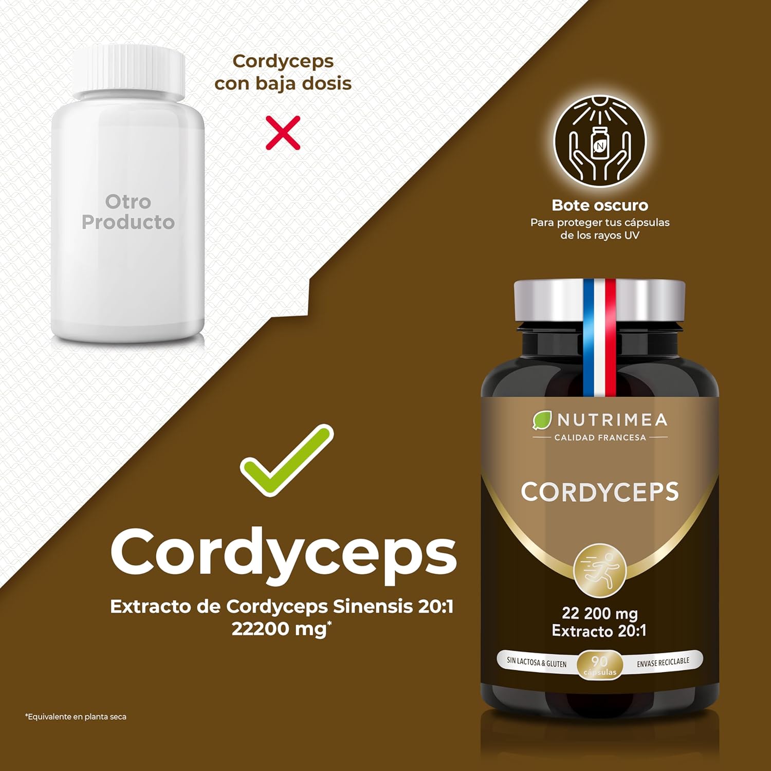 Detalle de Nutrimea Cordyceps 🍄 Extracto Micelio 20:1 22200 mg