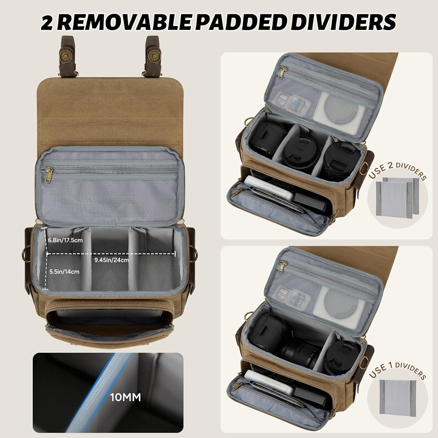 Detalle de RAINSMORE Camera Bag, Small Sling Case for DSLR/SLR/Mirrorless