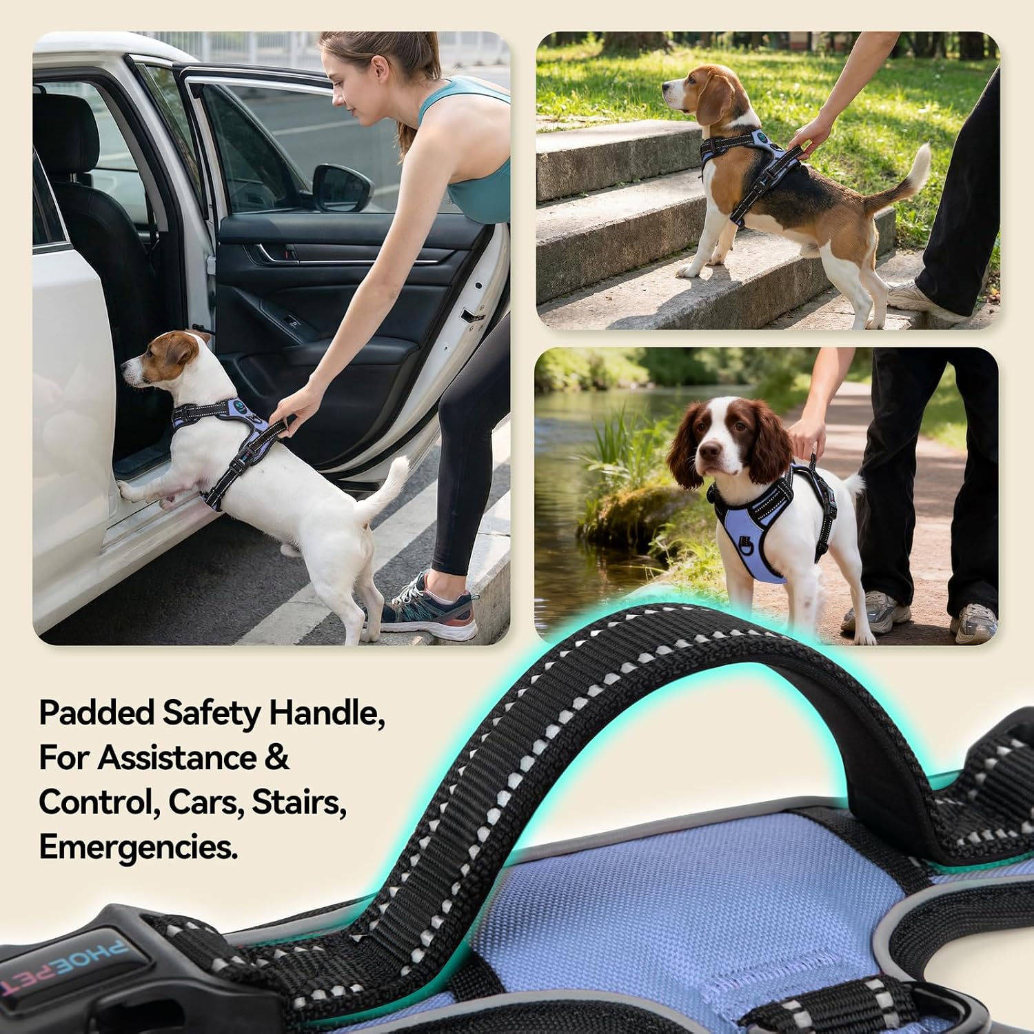 Thumbnail 3 de PHOEPET D2090 No-Pull Dog Harness, Small Baby Blue, Reflective Dual Clips