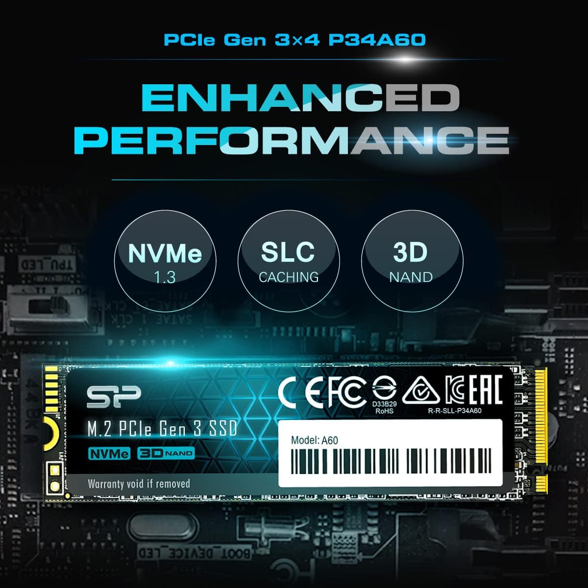Thumbnail 2 de Silicon Power P34A60 2TB NVMe M.2 2280 PCIe Gen3x4 SSD