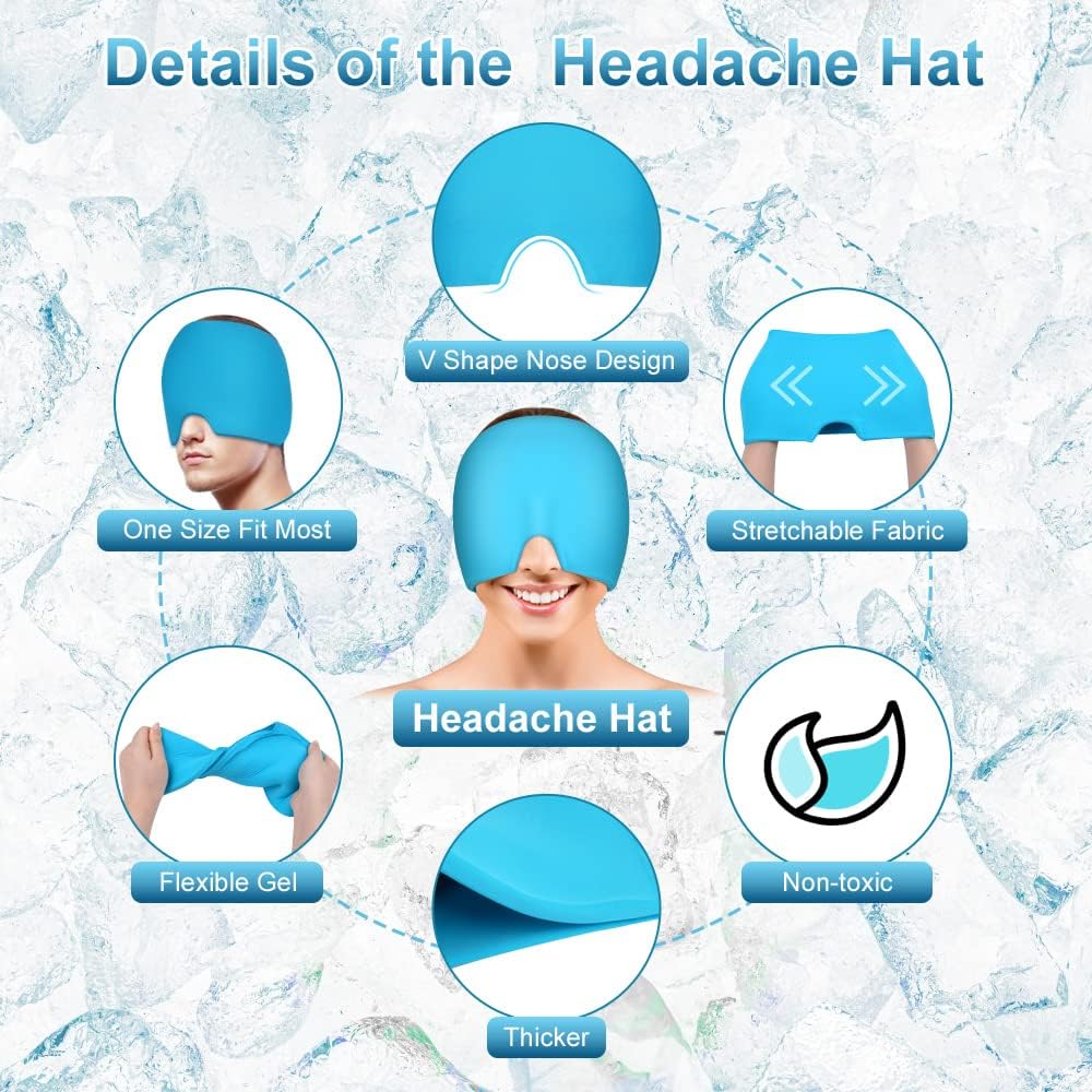 Detalle de ACWOO Chapeau Migraine 180° – Bonnet de Soulagement en Gel réutilisable